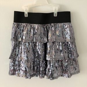 Ruffled Silver Sequence Skirt